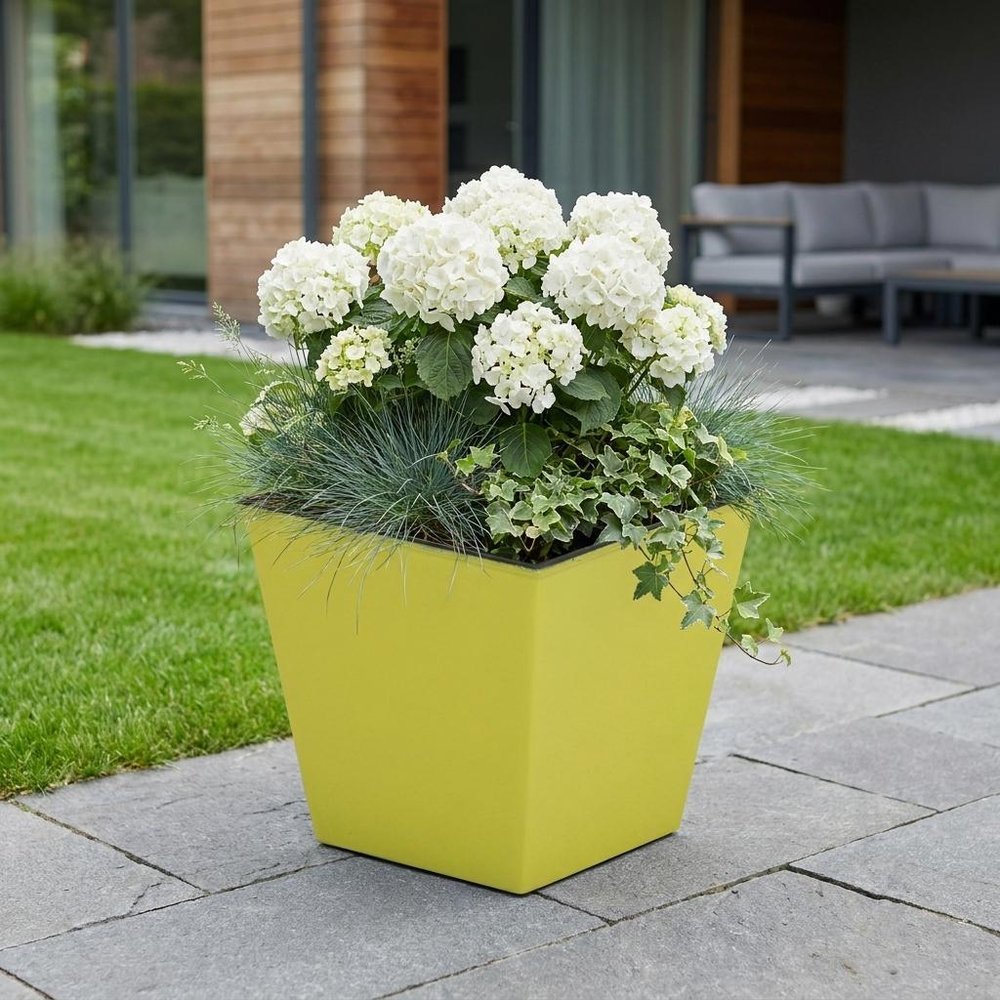 5" Yellow Recycled Plastic Indoor Outdoor Square Pot Planter HomeRoots