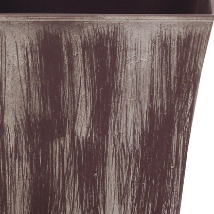 7" Brown and Ivory Textural Tone On Tone Recycled Plastic Indoor Outdoor Square Pot Planter HomeRoots