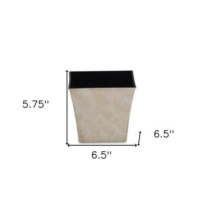 7" Cream Recycled Plastic Indoor Outdoor Square Pot Planter HomeRoots
