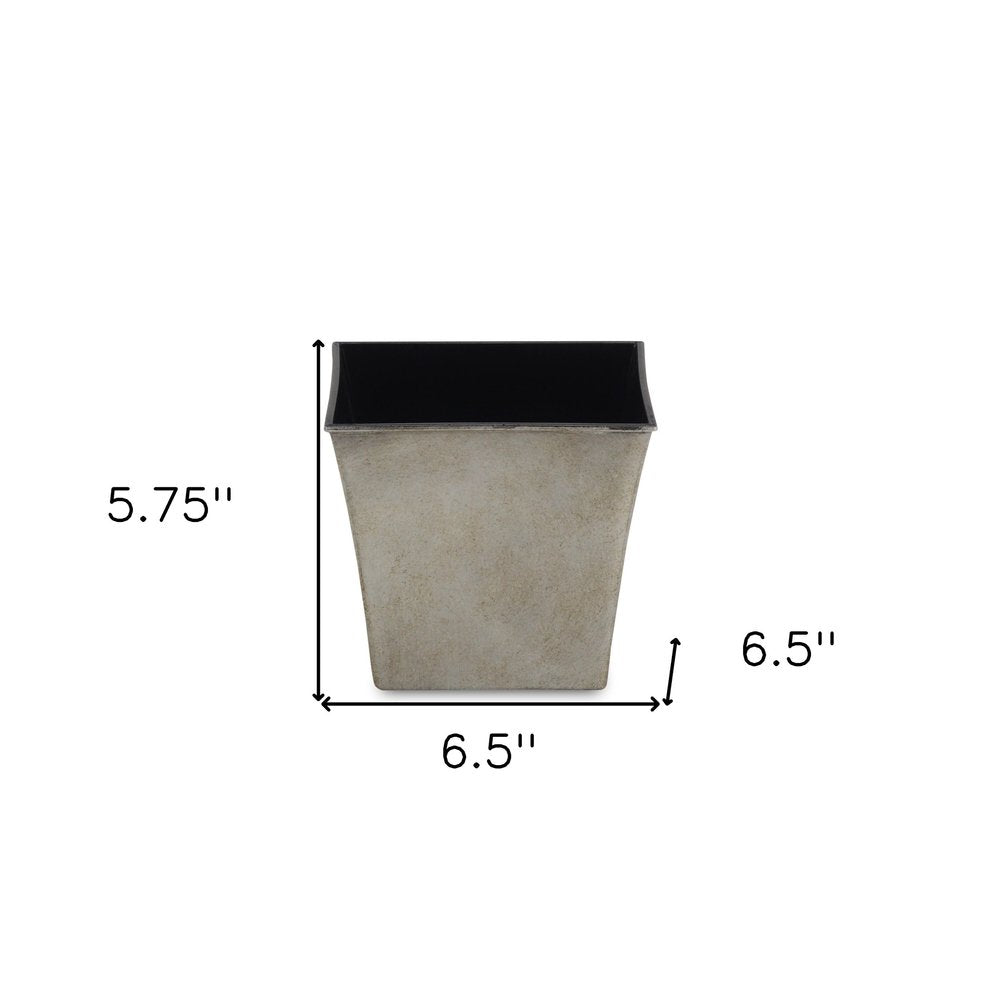 7" Gray Recycled Plastic Indoor Outdoor Square Pot Planter HomeRoots