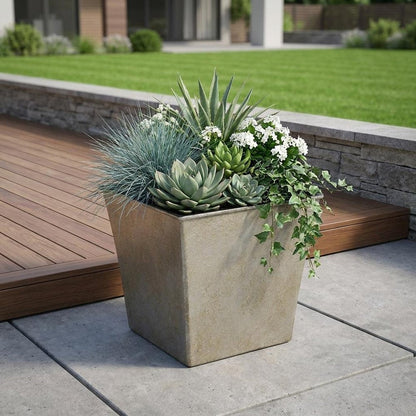7" Gray Recycled Plastic Indoor Outdoor Square Pot Planter HomeRoots