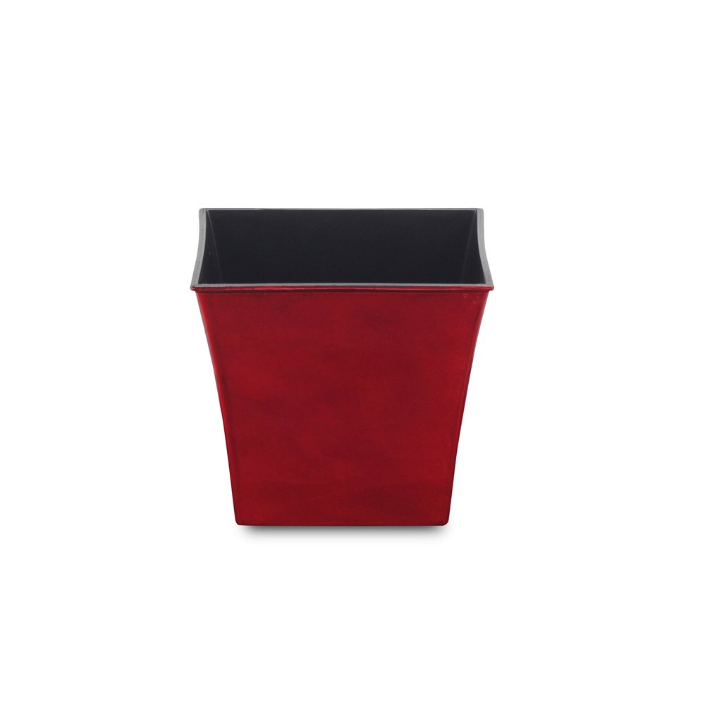 7" Red Recycled Plastic Indoor Outdoor Square Pot Planter HomeRoots