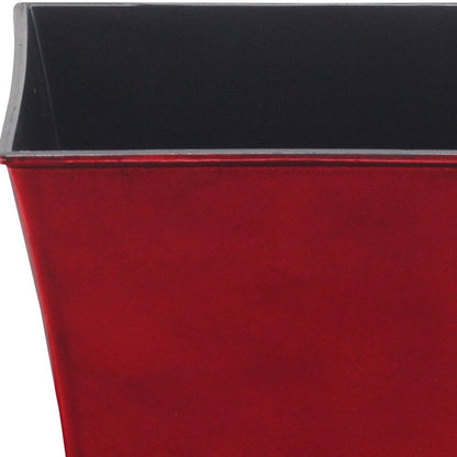 7" Red Recycled Plastic Indoor Outdoor Square Pot Planter HomeRoots