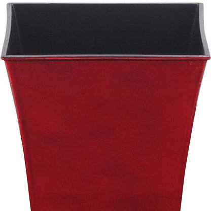 7" Red Recycled Plastic Indoor Outdoor Square Pot Planter HomeRoots