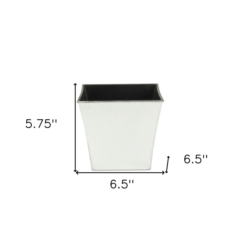7" Silver Recycled Plastic Indoor Outdoor Square Pot Planter HomeRoots