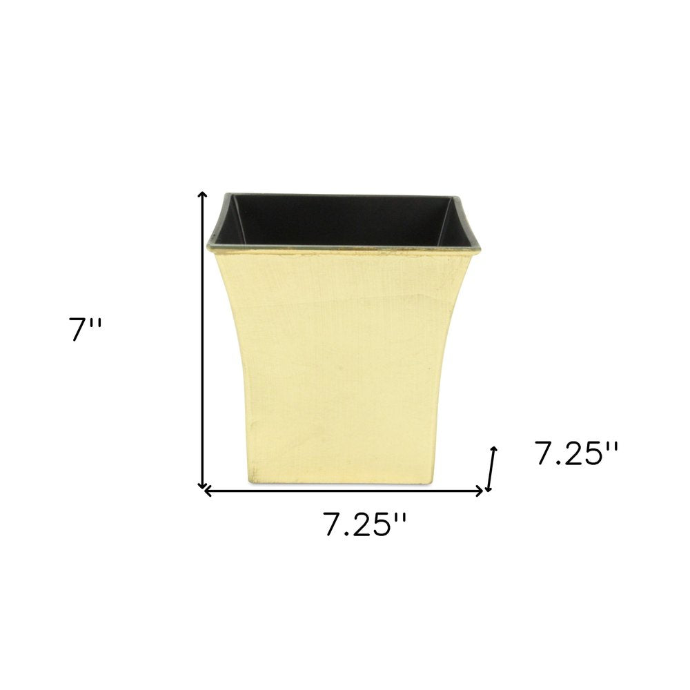7" Gold Recycled Plastic Indoor Outdoor Square Pot Planter HomeRoots
