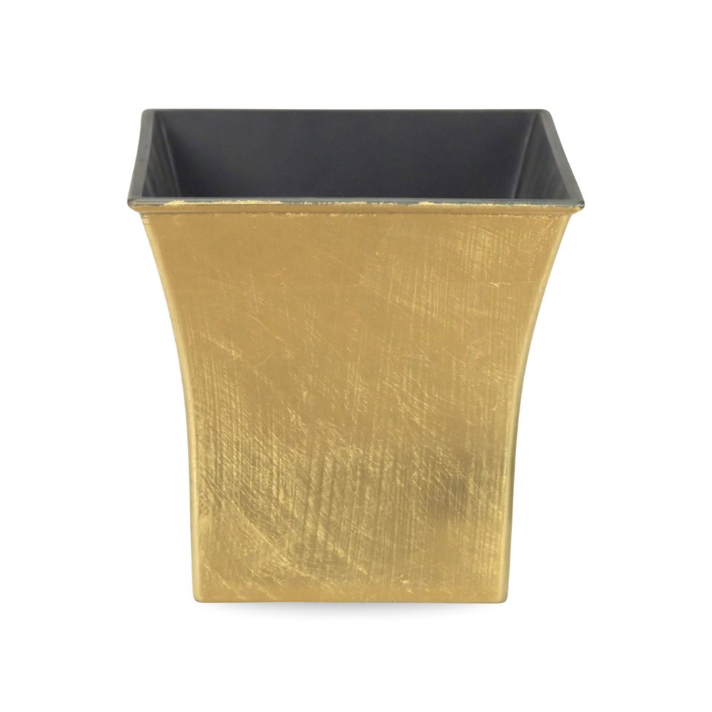7" Gold Recycled Plastic Indoor Outdoor Square Pot Planter HomeRoots