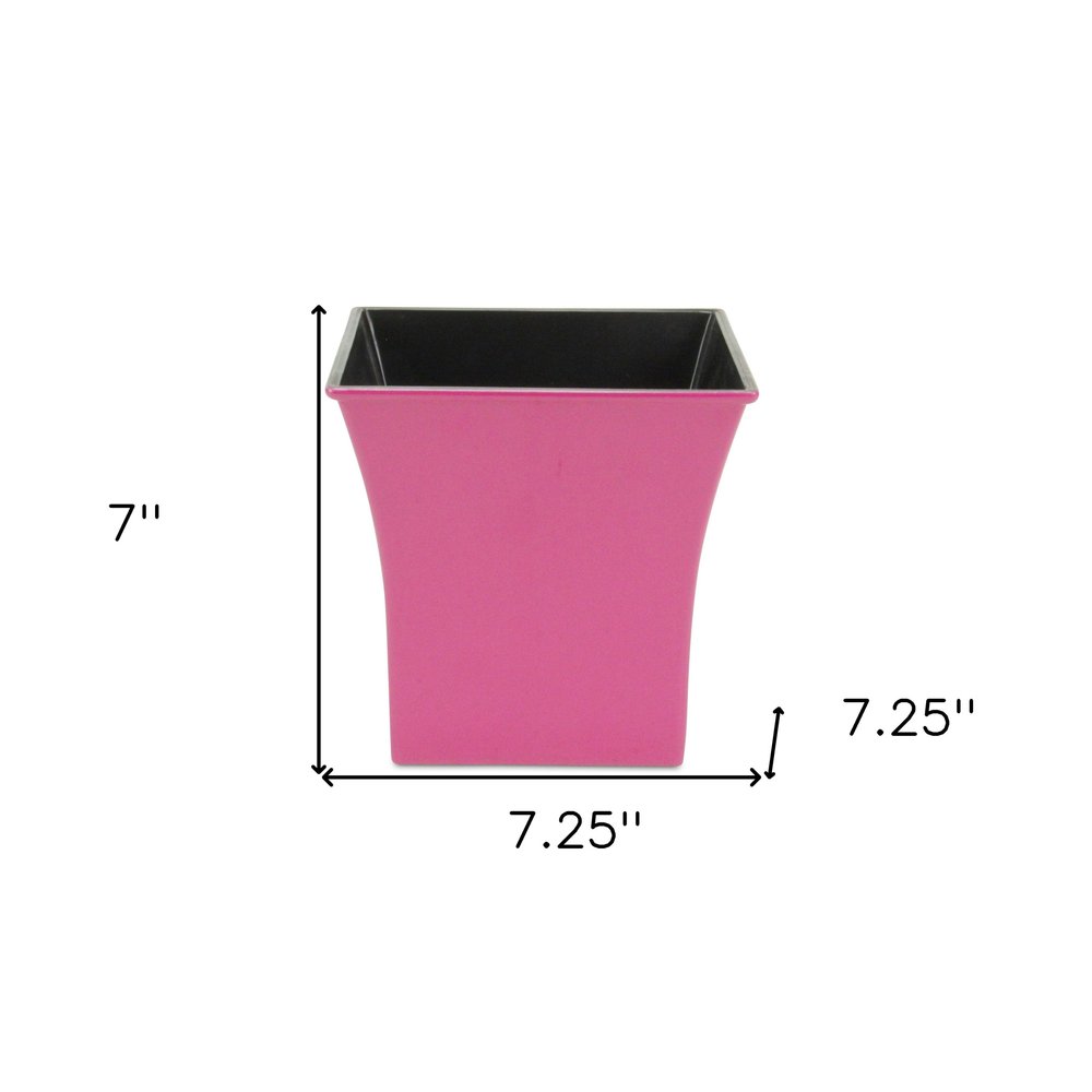 7" Hot Pink Recycled Plastic Indoor Outdoor Square Pot Planter HomeRoots