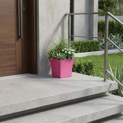 7" Hot Pink Recycled Plastic Indoor Outdoor Square Pot Planter HomeRoots