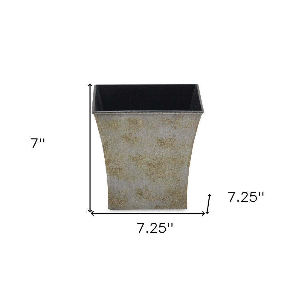 7" Gray Recycled Plastic Indoor Outdoor Square Pot Planter HomeRoots