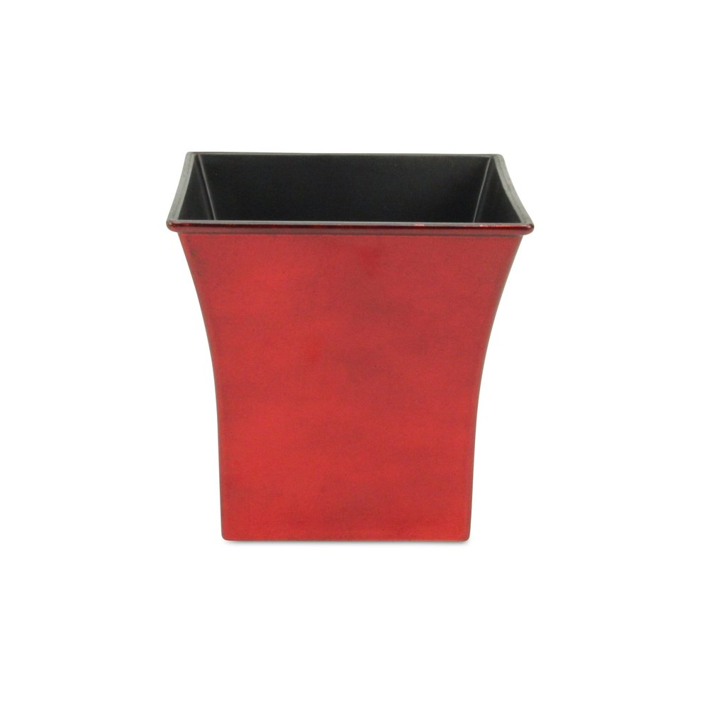 7" Red Recycled Plastic Indoor Outdoor Square Pot Planter HomeRoots