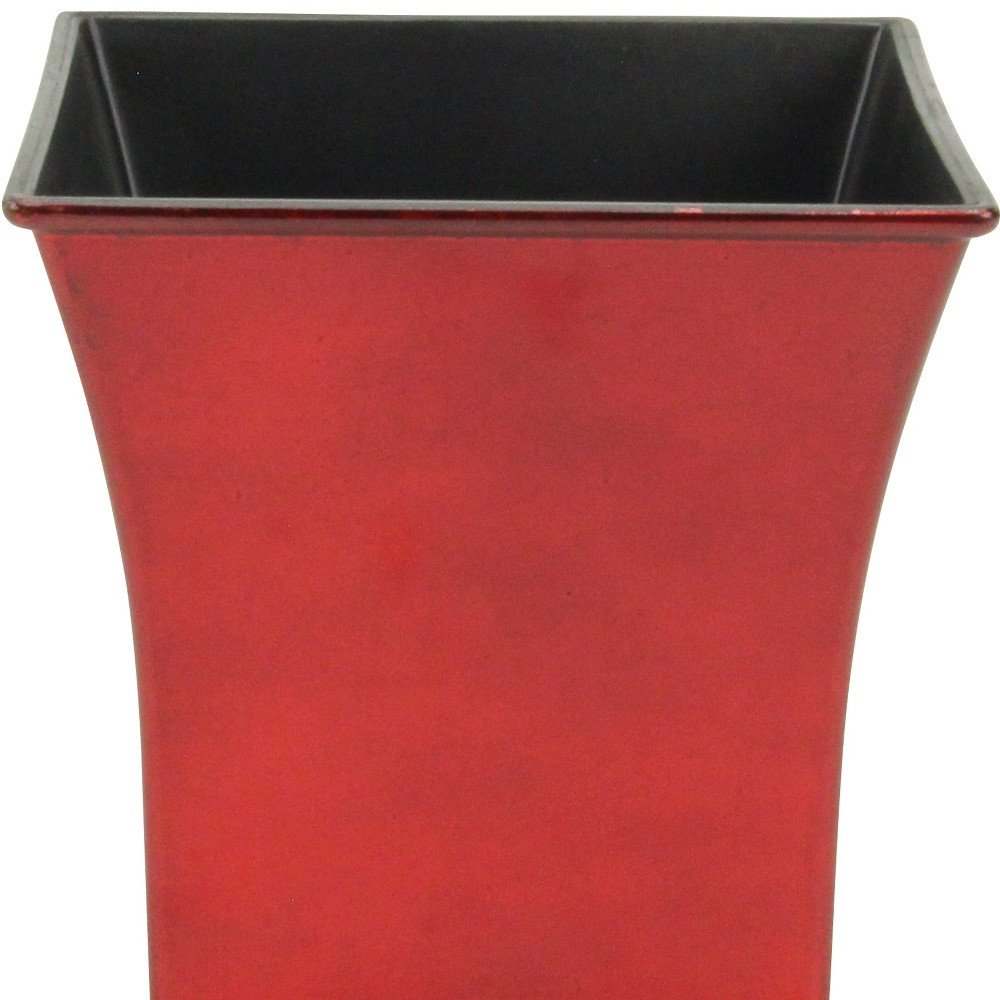 7" Red Recycled Plastic Indoor Outdoor Square Pot Planter — view 5