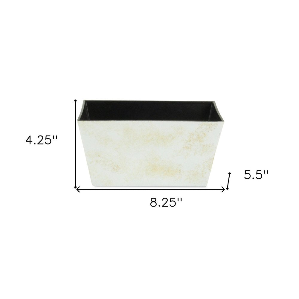 8" Cream Recycled Plastic Indoor Outdoor Rectangular Planter Box HomeRoots