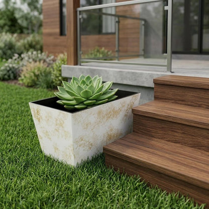 8" Cream Recycled Plastic Indoor Outdoor Rectangular Planter Box HomeRoots