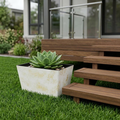 8" Cream Recycled Plastic Indoor Outdoor Rectangular Planter Box HomeRoots