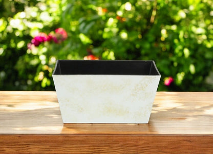8" Cream Recycled Plastic Indoor Outdoor Rectangular Planter Box HomeRoots