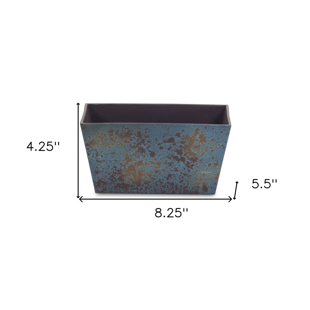 8" Blue Recycled Plastic Indoor Outdoor Rectangular Planter Box HomeRoots
