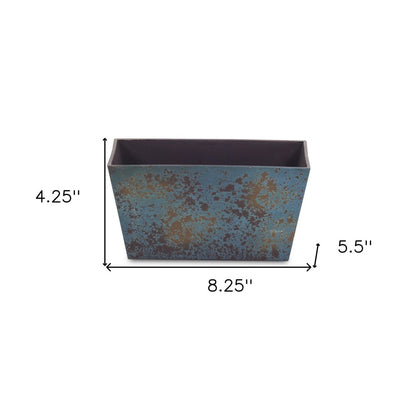 8" Blue Recycled Plastic Indoor Outdoor Rectangular Planter Box HomeRoots