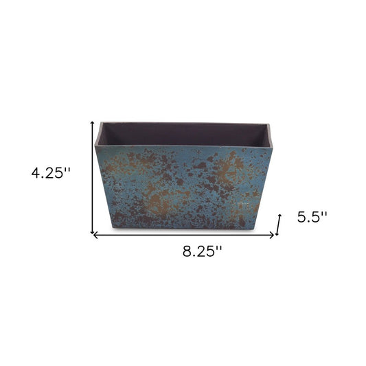 8" Blue Recycled Plastic Indoor Outdoor Rectangular Planter Box HomeRoots