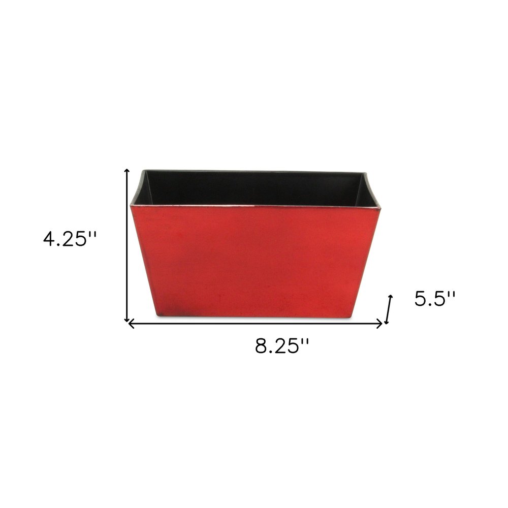 8" Red Recycled Plastic Indoor Outdoor Rectangular Planter Box HomeRoots