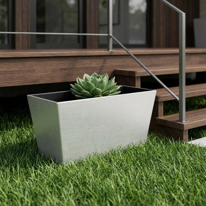 8" Silver Recycled Plastic Indoor Outdoor Rectangular Planter Box HomeRoots