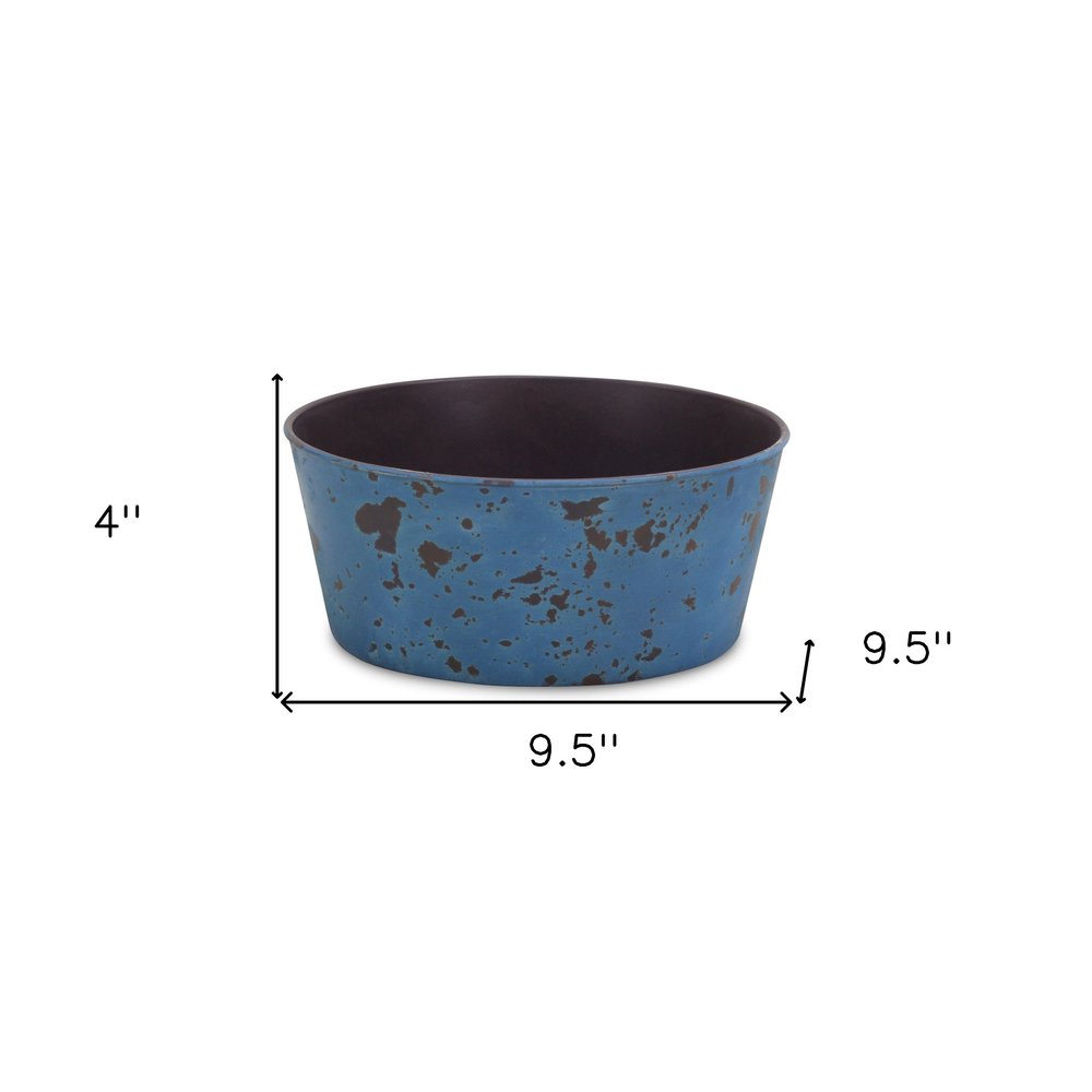 10" Blue Recycled Plastic Indoor Outdoor Round Pot Planter HomeRoots