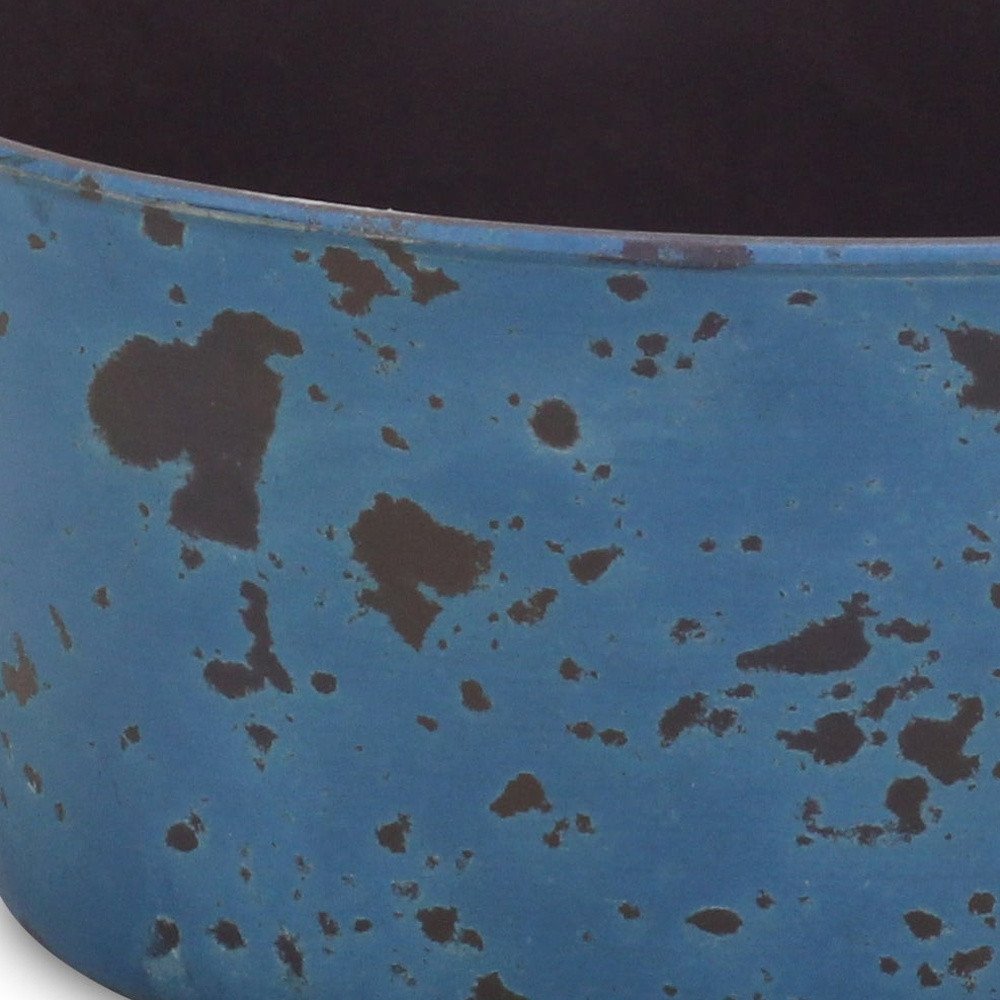 10" Blue Recycled Plastic Indoor Outdoor Round Pot Planter HomeRoots