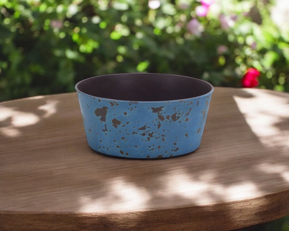10" Blue Recycled Plastic Indoor Outdoor Round Pot Planter HomeRoots