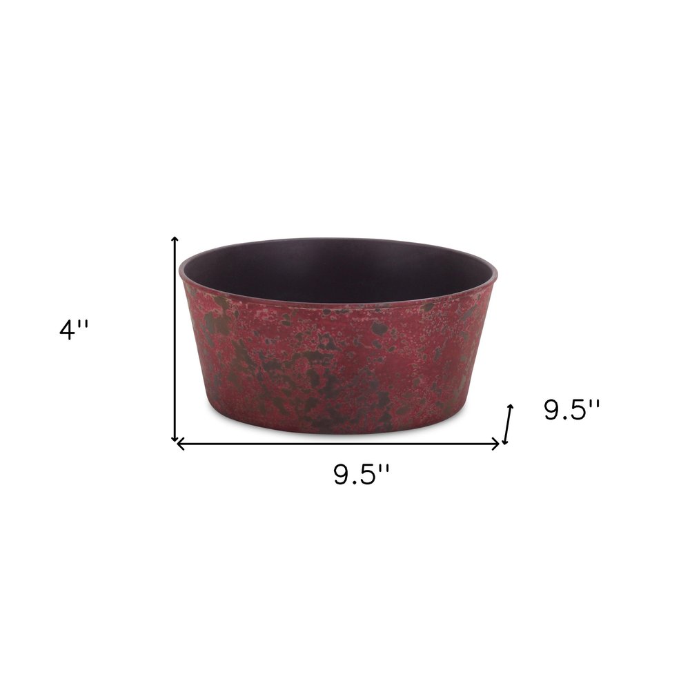 10" Red Recycled Plastic Indoor Outdoor Round Pot Planter HomeRoots
