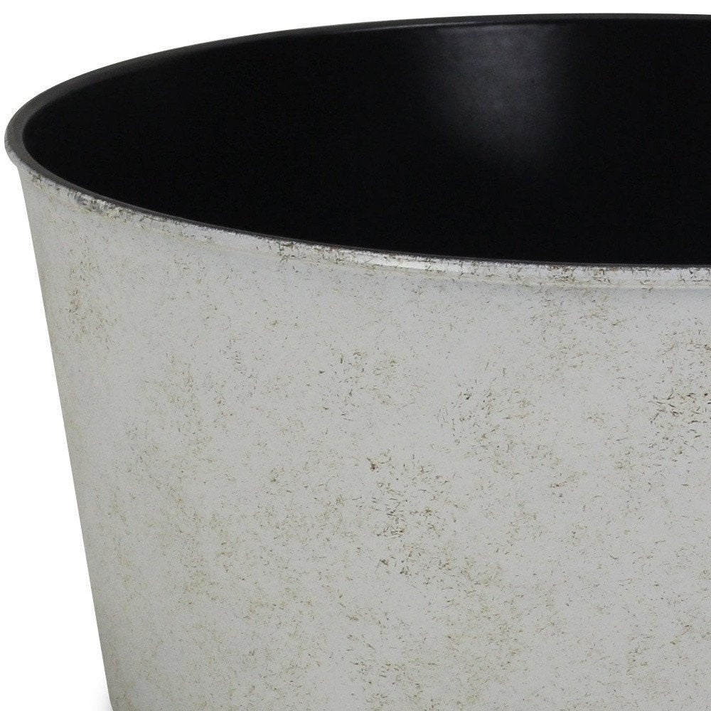 12" Cream Recycled Plastic Indoor Outdoor Round Pot Planter HomeRoots