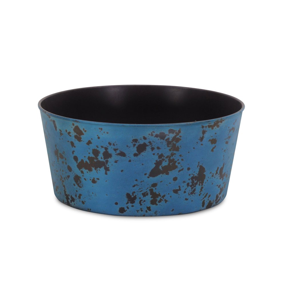 12" Blue Recycled Plastic Indoor Outdoor Round Pot Planter HomeRoots