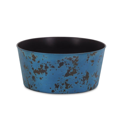 12" Blue Recycled Plastic Indoor Outdoor Round Pot Planter HomeRoots