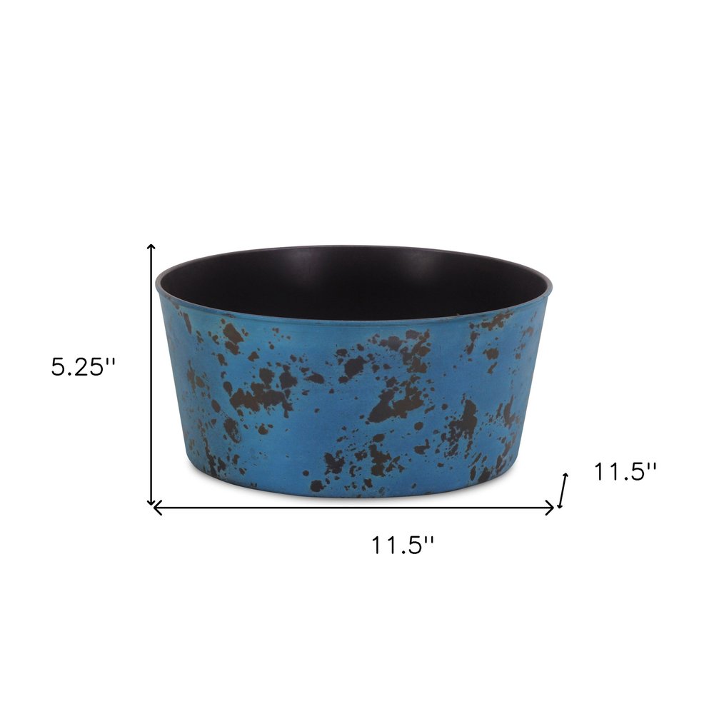 12" Blue Recycled Plastic Indoor Outdoor Round Pot Planter — view 2
