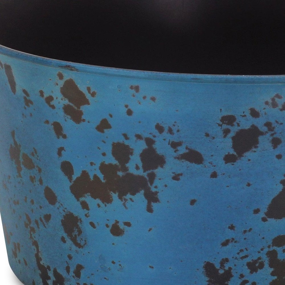 12" Blue Recycled Plastic Indoor Outdoor Round Pot Planter HomeRoots