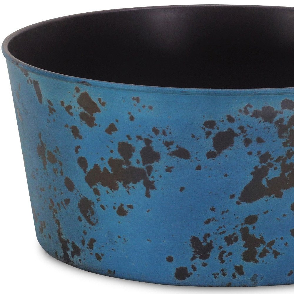 12" Blue Recycled Plastic Indoor Outdoor Round Pot Planter HomeRoots