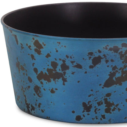 12" Blue Recycled Plastic Indoor Outdoor Round Pot Planter HomeRoots