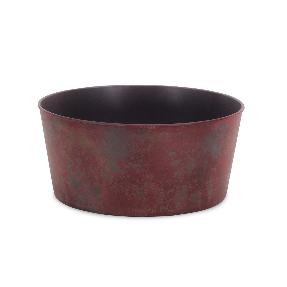 12" Red Recycled Plastic Indoor Outdoor Round Pot Planter HomeRoots