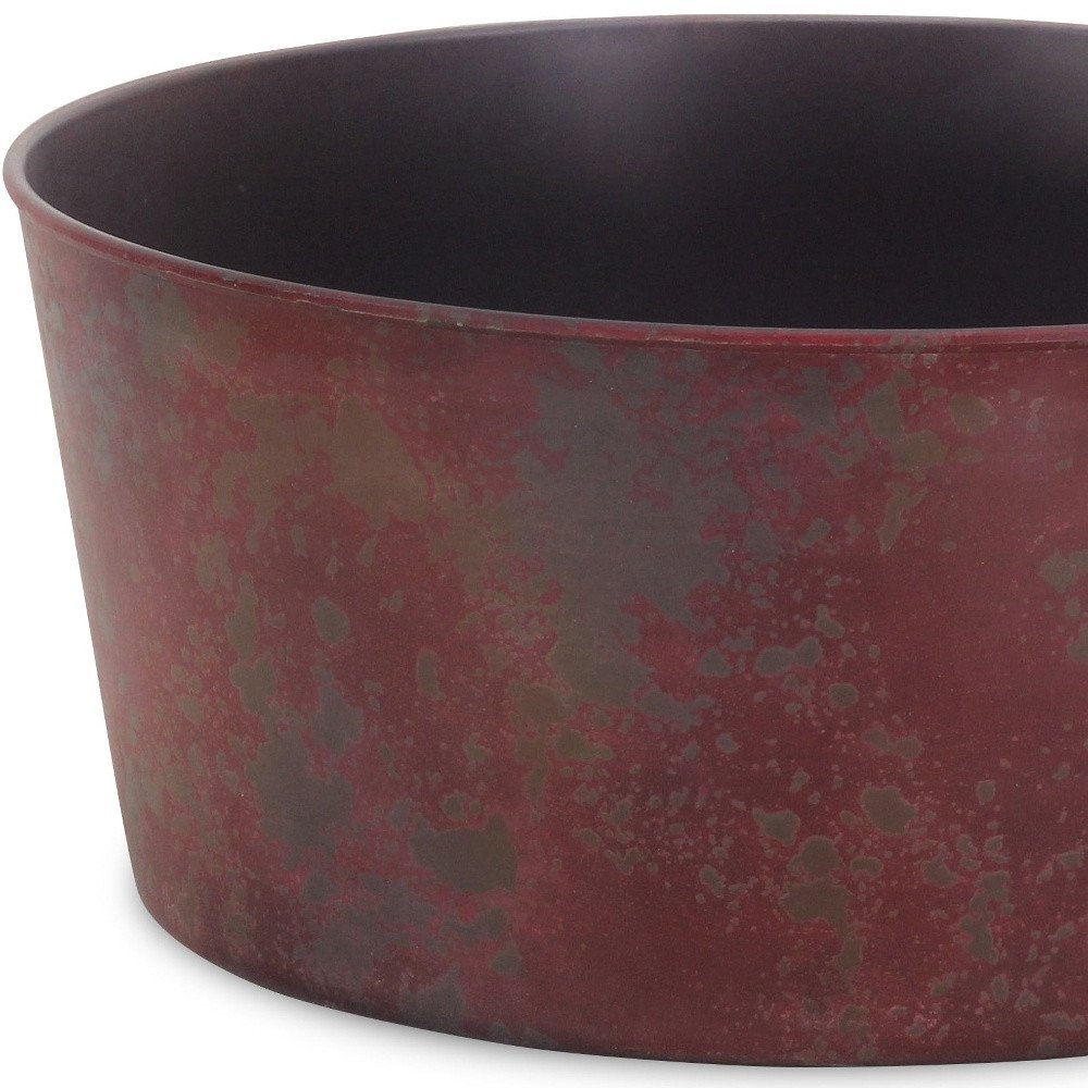 12" Red Recycled Plastic Indoor Outdoor Round Pot Planter HomeRoots