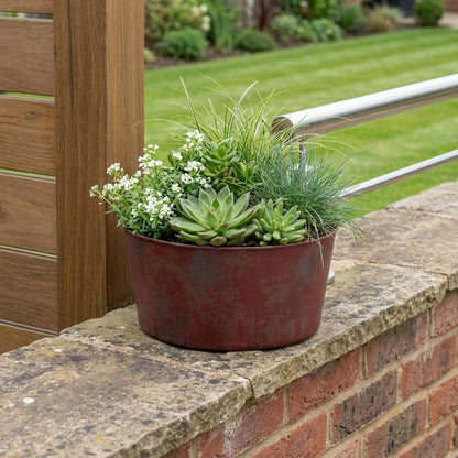 12" Red Recycled Plastic Indoor Outdoor Round Pot Planter HomeRoots