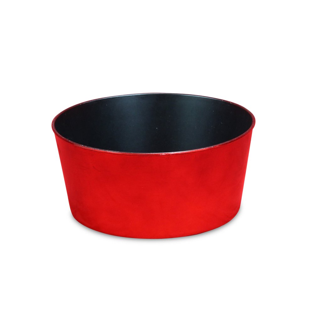 12" Red Recycled Plastic Indoor Outdoor Round Pot Planter — view 1