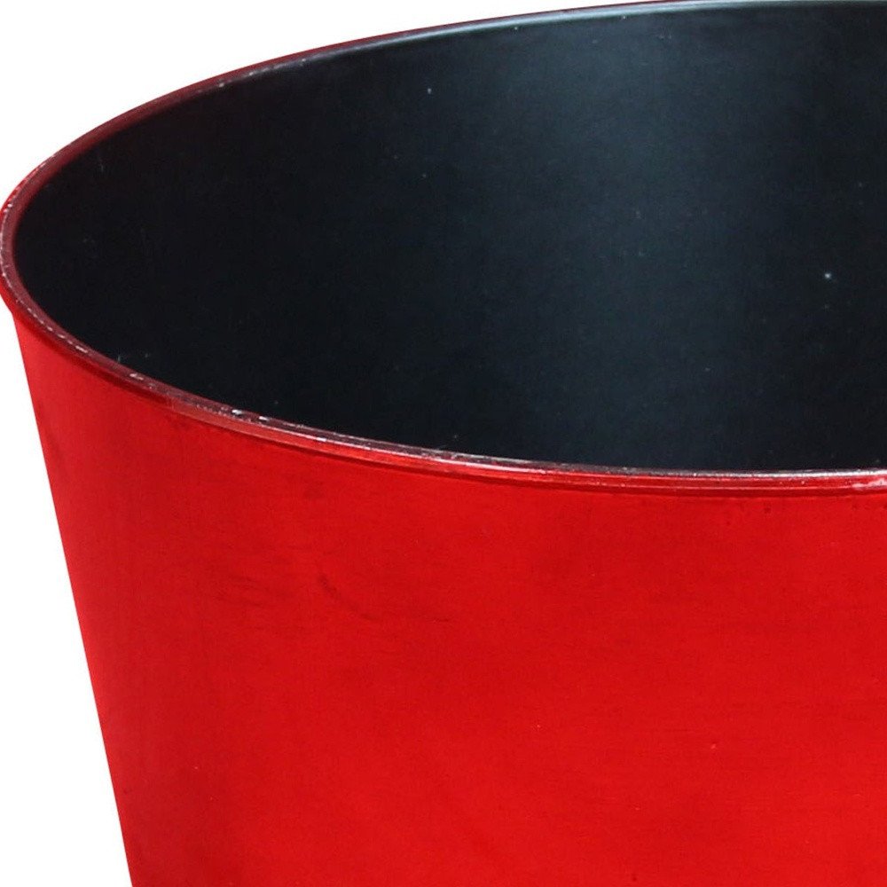 12" Red Recycled Plastic Indoor Outdoor Round Pot Planter — view 2