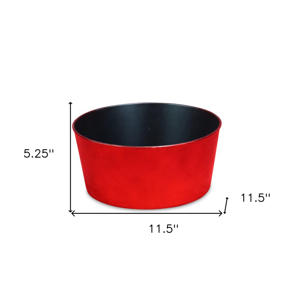 12" Red Recycled Plastic Indoor Outdoor Round Pot Planter HomeRoots
