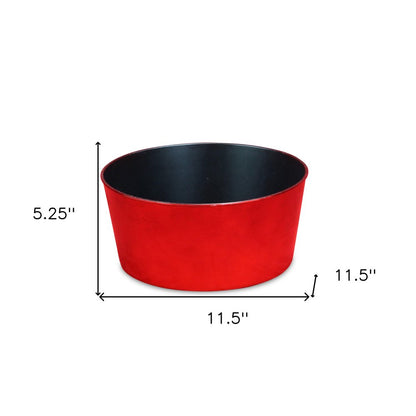 12" Red Recycled Plastic Indoor Outdoor Round Pot Planter HomeRoots