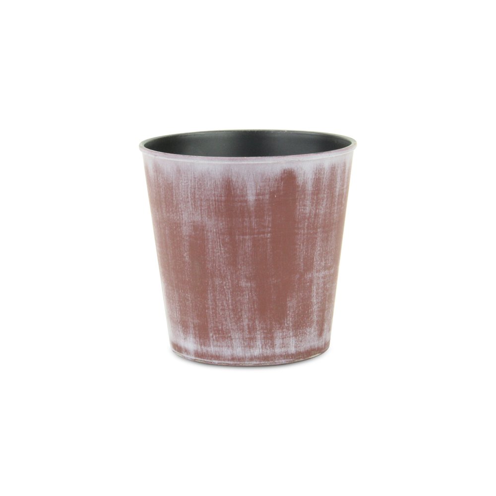5" Brown and Off White Textural Tone On Tone Recycled Plastic Indoor Outdoor Round Pot Planter HomeRoots