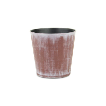5" Brown and Off White Textural Tone On Tone Recycled Plastic Indoor Outdoor Round Pot Planter HomeRoots