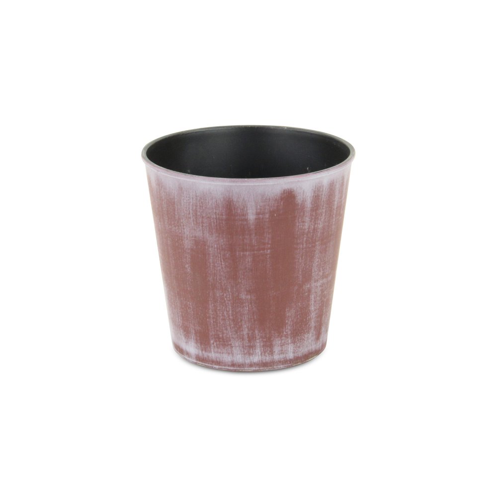 5" Brown and Off White Textural Tone On Tone Recycled Plastic Indoor Outdoor Round Pot Planter HomeRoots