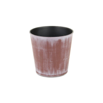 5" Brown and Off White Textural Tone On Tone Recycled Plastic Indoor Outdoor Round Pot Planter HomeRoots