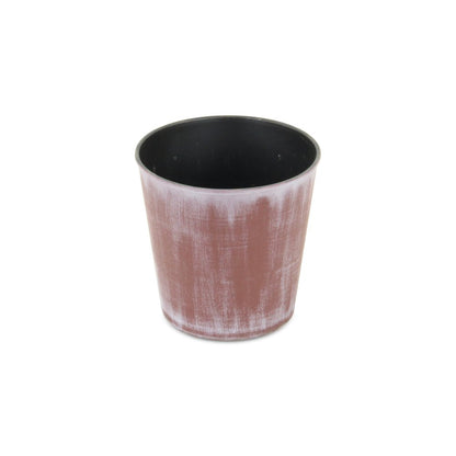 5" Brown and Off White Textural Tone On Tone Recycled Plastic Indoor Outdoor Round Pot Planter HomeRoots