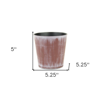 5" Brown and Off White Textural Tone On Tone Recycled Plastic Indoor Outdoor Round Pot Planter HomeRoots