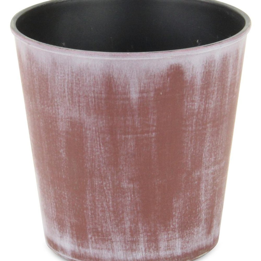 5" Brown and Off White Textural Tone On Tone Recycled Plastic Indoor Outdoor Round Pot Planter HomeRoots